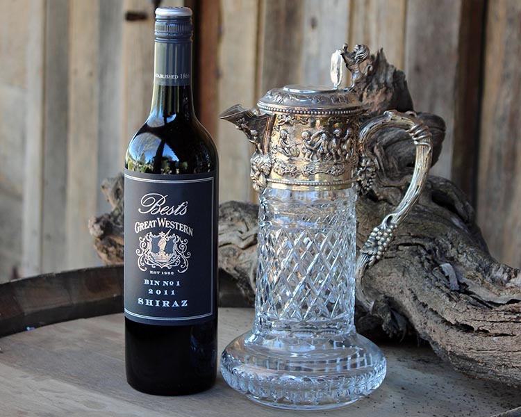 The winning Best's wines 2011 Bin No. 1 Shiraz and Jimmy Watson Trophy