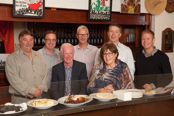 five former Best’s winemakers, Best’s patriarch Viv Thomson OAM and current Best’s winemaker Justin Purser