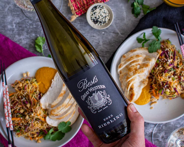 Asian Noodle Salad by Another Food Blogger Gavin with a bottle of Best's Great Western Riesling