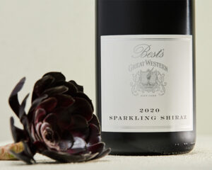 Best's Wines Great Western Sparkling Shiraz label on bottle 2020 vintage